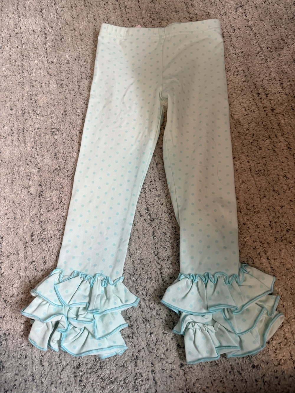 NWT SweetHoney Light Aqua Polka Dot Ruffle Hem Leggings SIZE 5